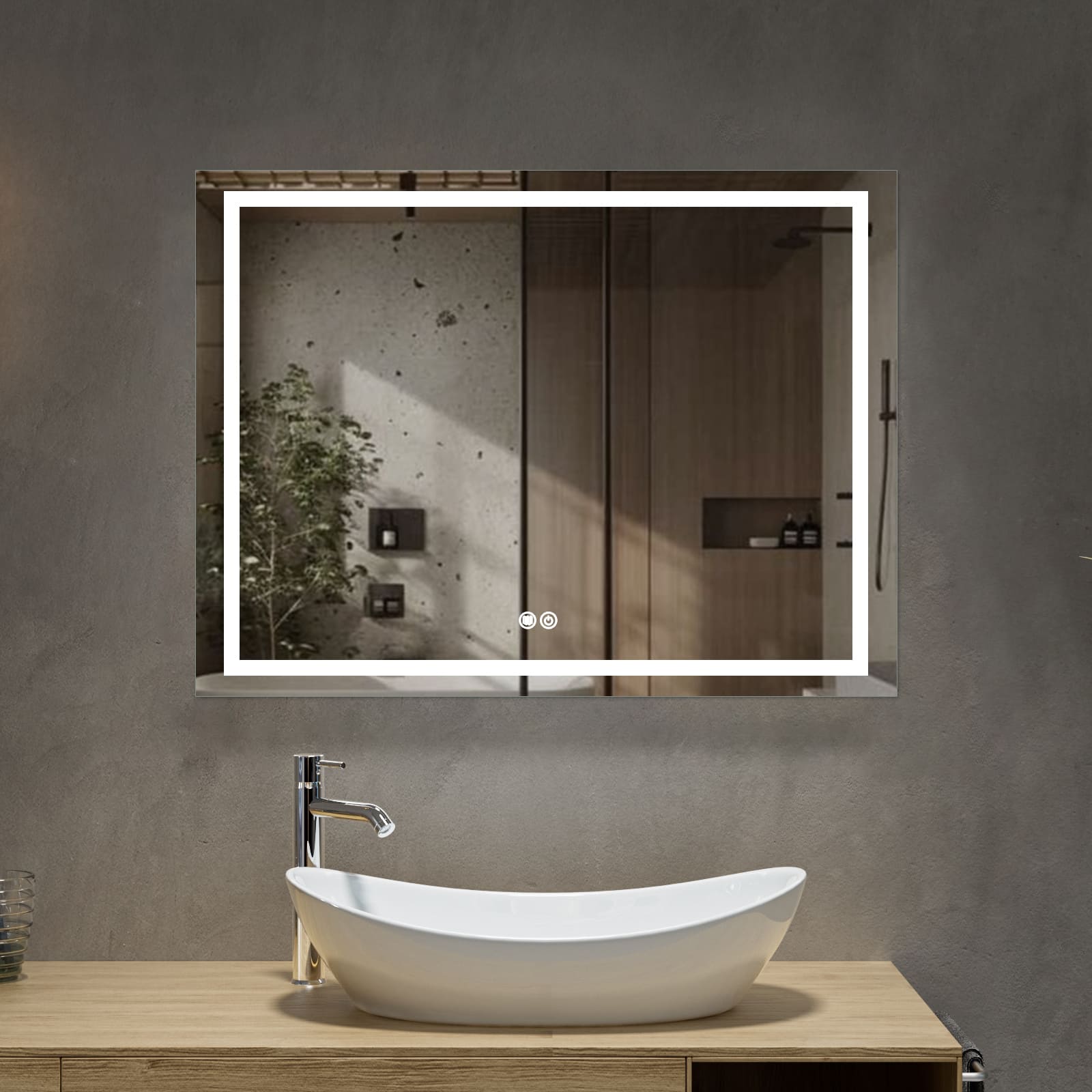 MaxxiBath K-803-F Thin LED Mirror with Anti-Fog and Dimmable Lighting
